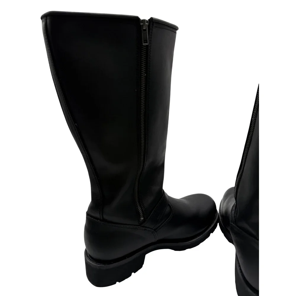 Ride Tecs 1443 Zip Engineer Boots SZ 12 Mens Black Excellent Leather Buckle Side